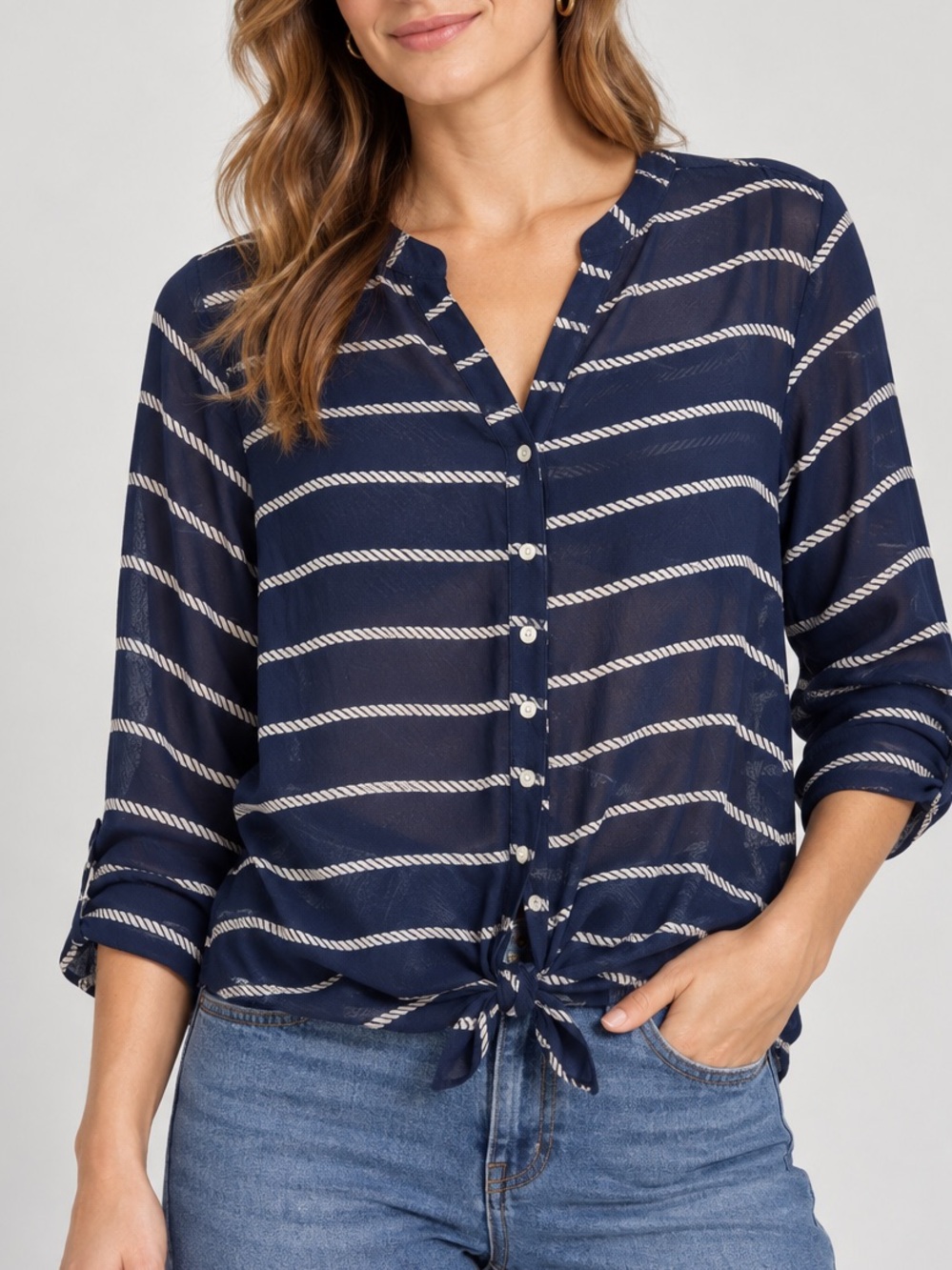 Gap Navy Sheer Top